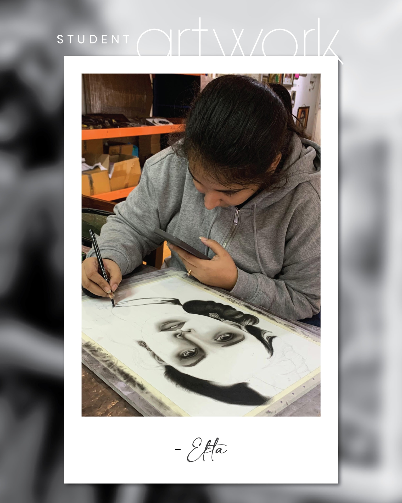 Student charcoal artwork