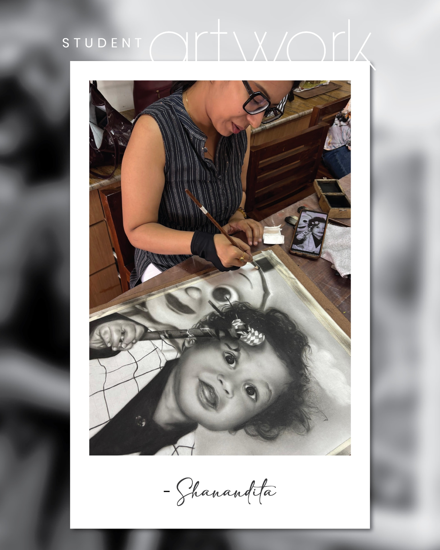 Student charcoal artwork