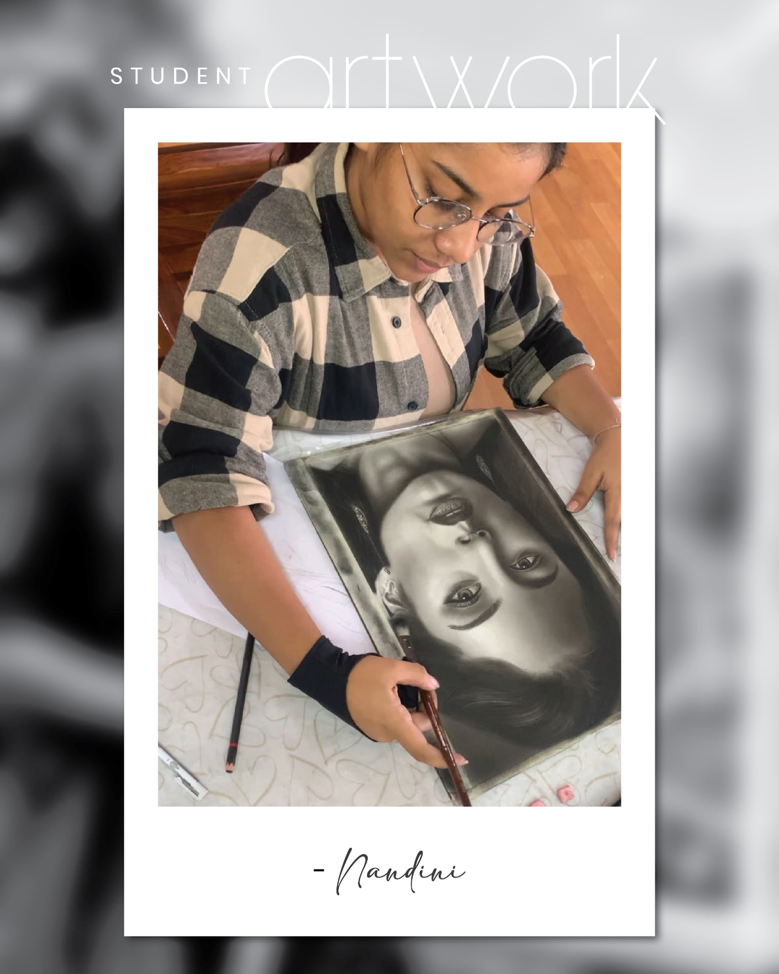 Student charcoal artwork